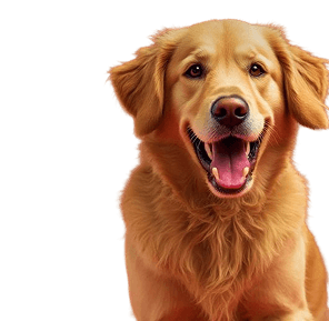 Golden retriever dog looking happy